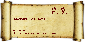 Herbst Vilmos névjegykártya